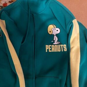 Peanuts Puffer Jacket - Teal and Yellow